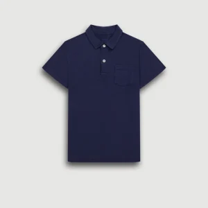 Polo Garçon en Coton Slub Bleu Marine