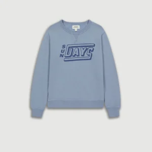 Sweatshirt Garçon en Coton Flammé Imprimé Sundays Bleu Marine