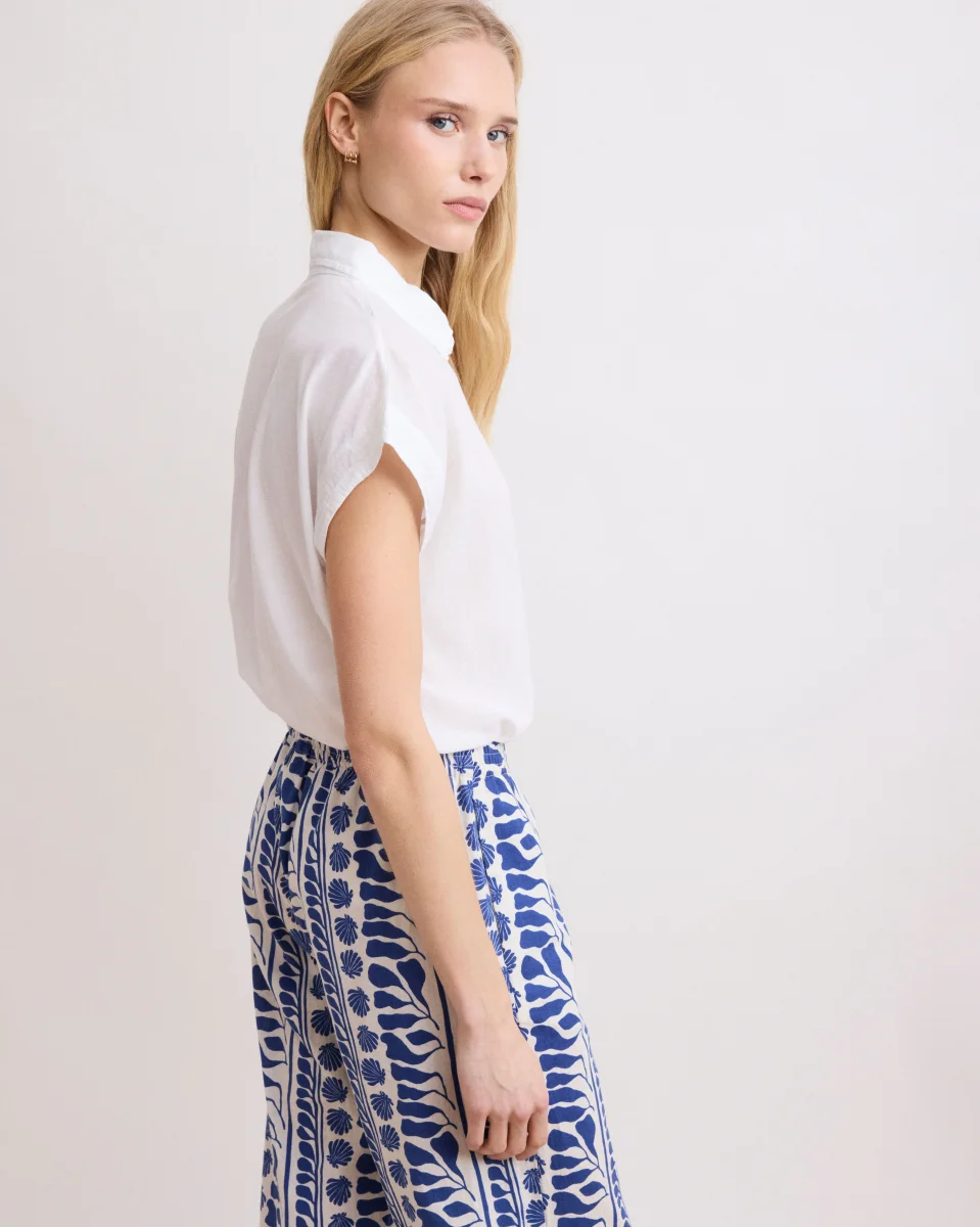 Chemise Femme en Coton Bi-Matière BlancTeno – Image 2