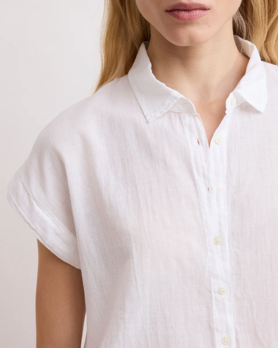 Chemise Femme en Coton Bi-Matière BlancTeno – Image 3