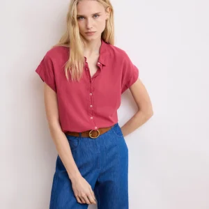 Chemise Femme en Coton Bi-Matière Framboise Teno