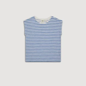 Tee Shirt Fille en Lin rayé Bleu Tarjei