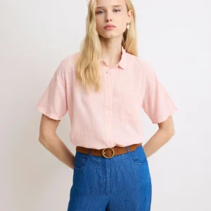 Chemise Femme en Coton Bi-Matière Rose Teri