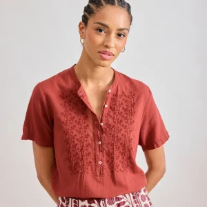 Top Femme en Coton Bi-Matière Brique Tuva