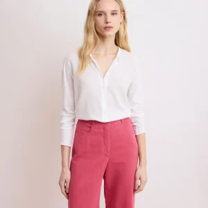 Chemise Femme en Coton Bi-Matière Blanc Taha