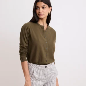 Chemise Femme en Coton Bi-Matière Vert Militaire Taha