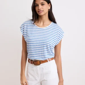 Tee Shirt Femme en Lin Bleu Tarjei