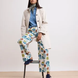 Trench Femme en Gabardine de coton Beige Vibrant