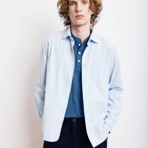 Chemise Homme en Gabardine de Coton Bleu Ciel Paul