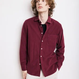 Chemise Homme en Velours Côtelé Bordeaux Storm