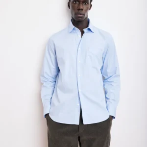 Chemise Homme en Popeline Rayée Bleu Ciel Paul