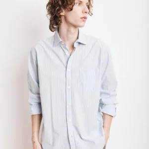 Chemise Homme en Popeline Rayée Bleu Paul