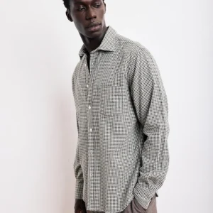 Chemise Homme en Flanelle à Carreaux Brossée Vert Paul