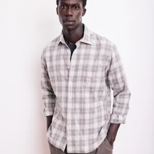 Chemise Homme en Coton à Carreaux Gris Paul