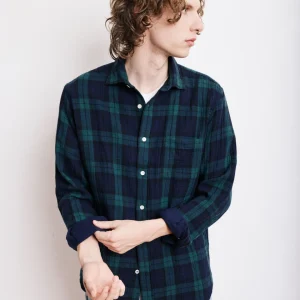 Chemise Homme en Coton Double Face à Carreaux Bleu & Vert Paul