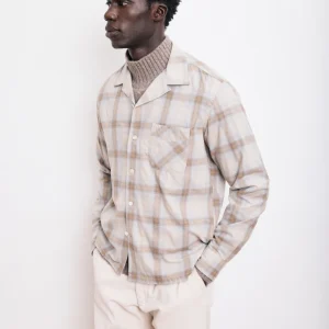 Chemise Homme en Coton à Carreaux Gris & Beige Palmito