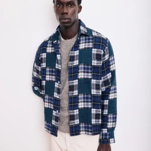 Chemise Homme en flanelle patchwork Bleu Patt