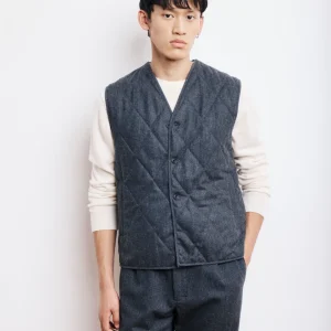 Gilet Homme en Flanelle Rayée Gris Vic