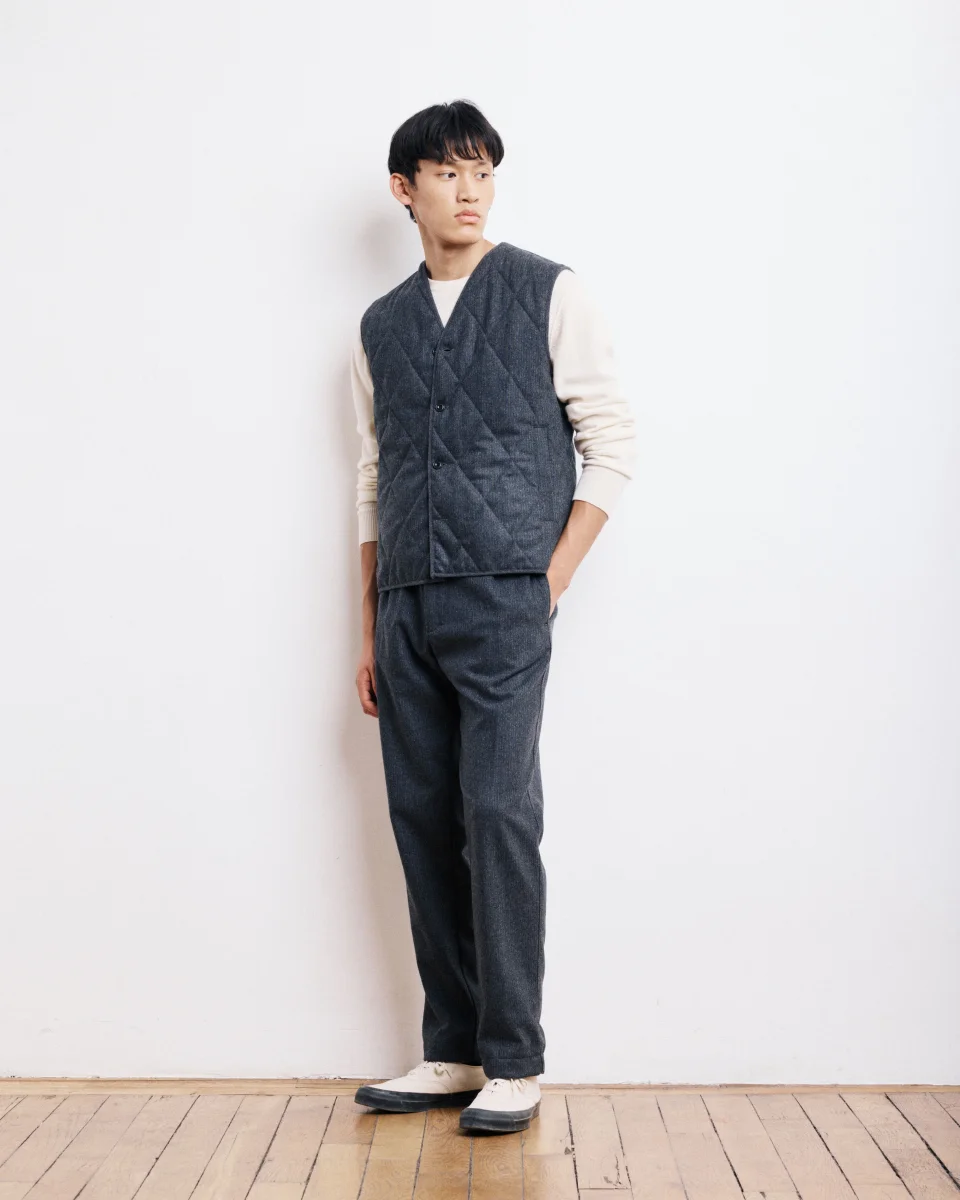 Gilet Homme en Flanelle Rayée Gris Vic – Image 4