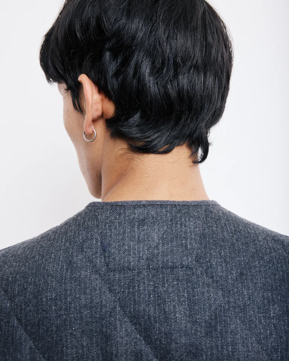 Gilet Homme en Flanelle Rayée Gris Vic – Image 5