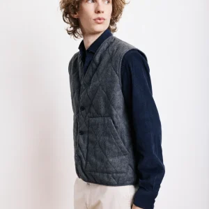 Gilet Homme en Flanelle de Laine Gris Vince