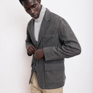 Veste Homme en Laine à Chevrons Beige Joey