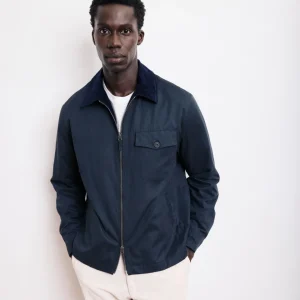 Blouson Homme en Gabardine déperlant Bleu Marine Daren