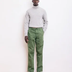 Pantalon Homme en Coton à Chevrons Vert Militaire Fatigue