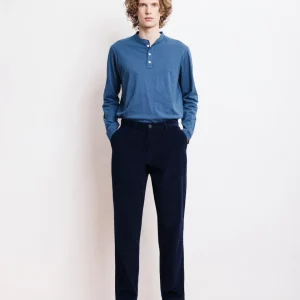 Pantalon Homme en Velours Côtelé Bleu Marine Tyron