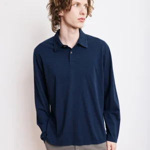 Polo Homme en Coton Slub Bleu Marine