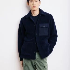 Veste Homme en Sherpa Bleu Marine Utility