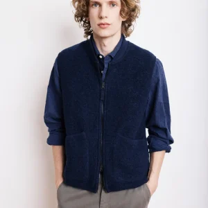Gilet Homme en Laine Bouillie Bleu Marine Vest
