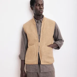 Gilet Homme en Laine Bouillie Camel Vest