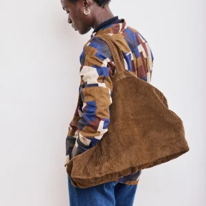 Sac Femme en Velours Côtelé Mocha Large Bag