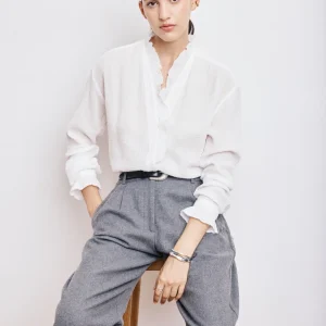 Chemise Femme en Double Voile de Gaze de Coton Ecru Carmela