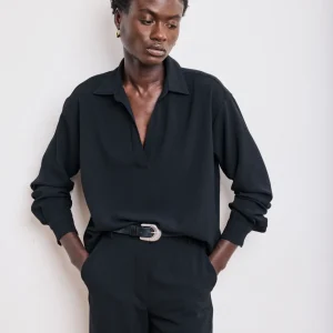 Blouse Femme en Crêpe Noir Chorus