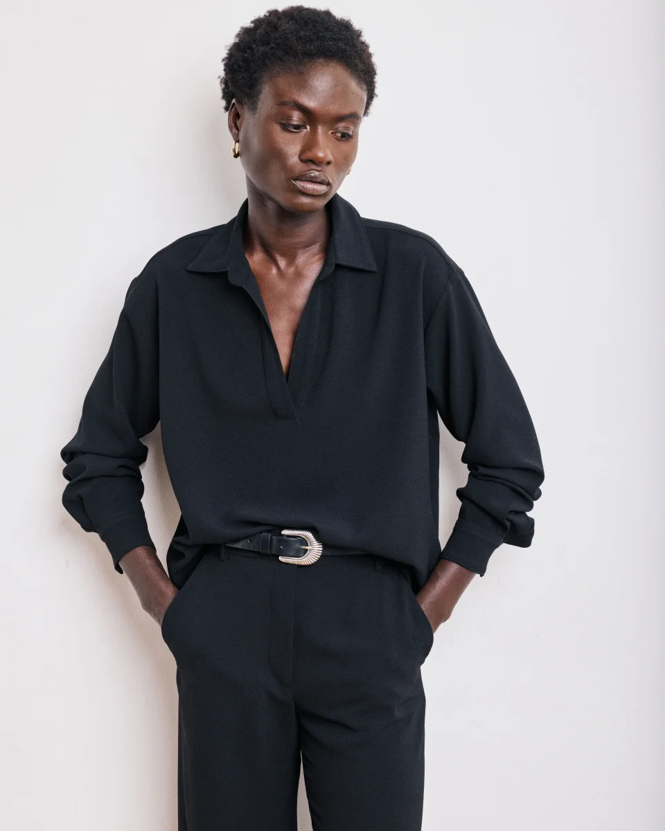 Blouse Femme en Crêpe Noir Chorus