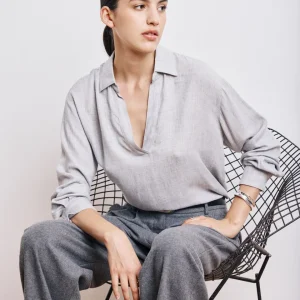 Blouse Femme en Laine Mélangée Gris Chiné Chorus