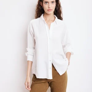 Chemise Femme en Viscose Froissée Blanche Cinema