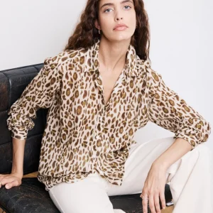 Chemise Femme en Coton Imprimé Léopard Cinema