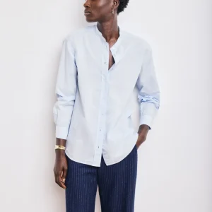 Chemise Femme en Popeline de Coton Bleu Ciel Cristal