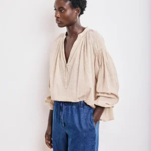 Blouse Femme en Voile de Coton Ocre Cierra