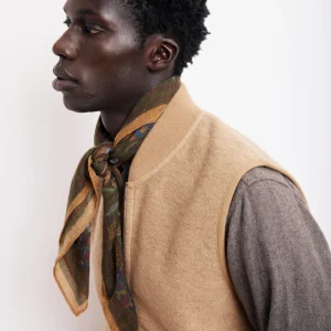 Echarpe Homme en Laine à Chevrons Imprimée Bronze