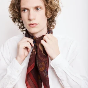 Echarpe Homme en Laine à Chevrons Imprimée Rouge