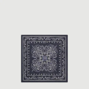 Echarpe Homme en Laine Imprimée Bleu Marine Bandana