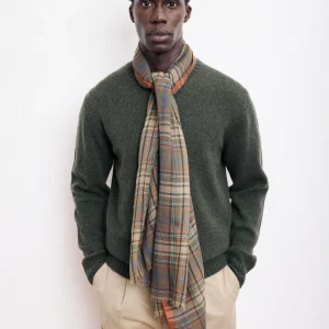 Echarpe Homme en Laine à Carreaux Vert & Rouge Tartan