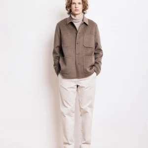 Veste Homme en Laine Double Face Taupe Jay