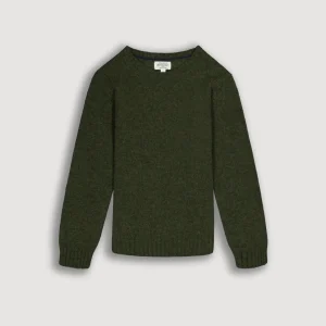 Pull Garçon en Laine Shetland Vert Militaire