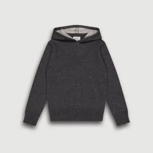 Pull à Capuche Garçon en Laine & Cachemire Gris
