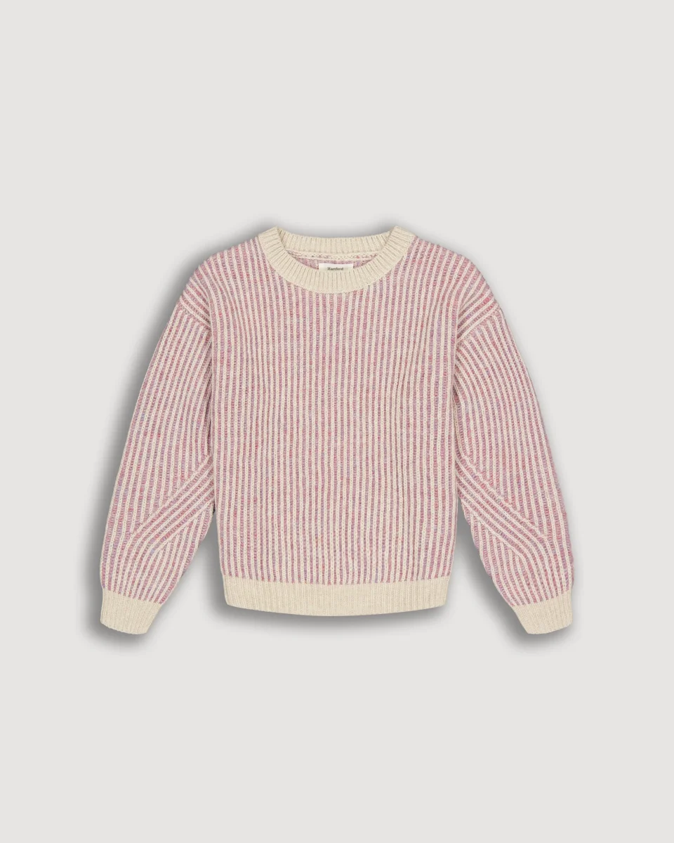 Pull Fille en Laine Mérinos Rose Major